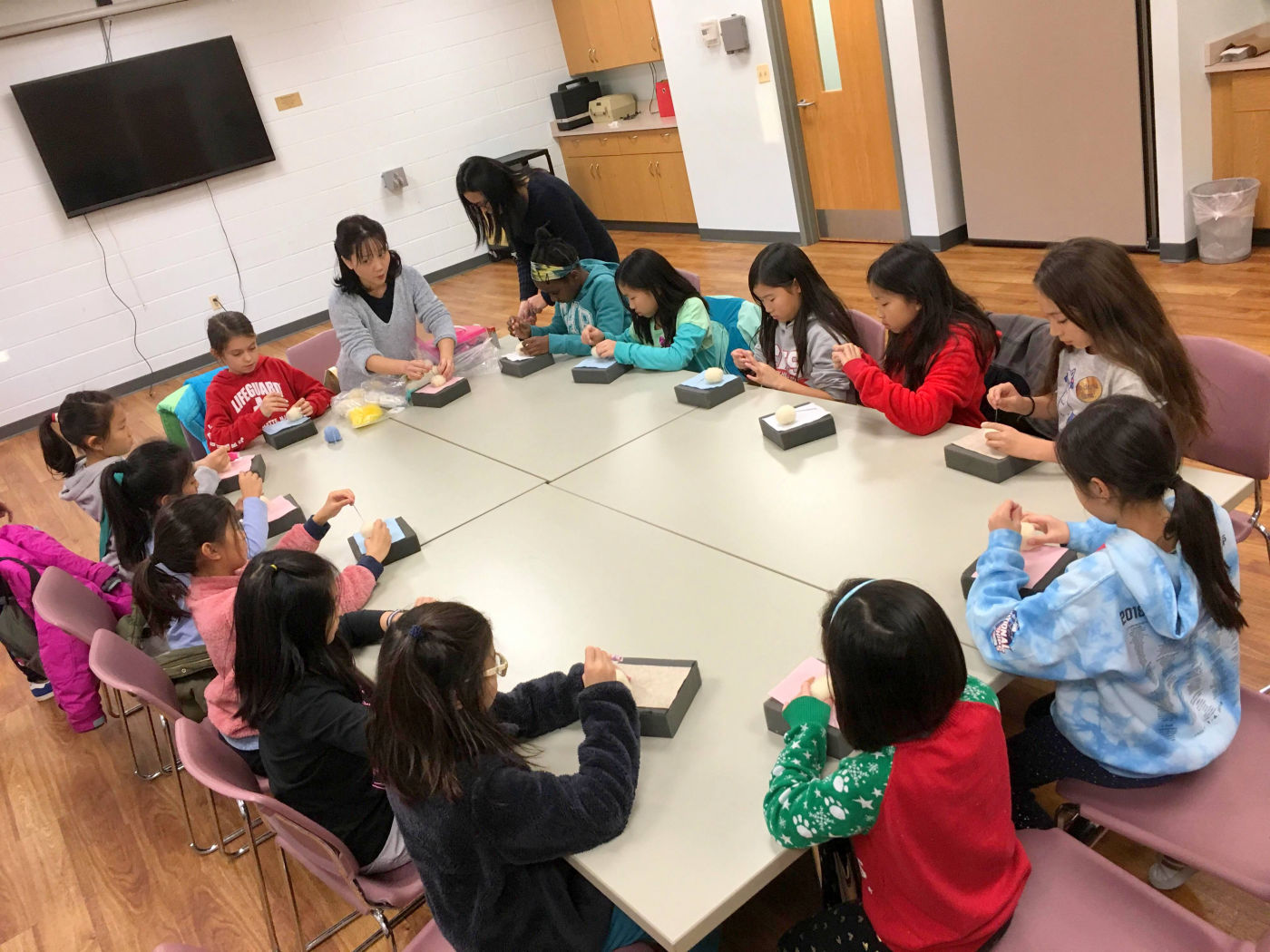 Needle Felting activity for Girl Scouts of River Edge